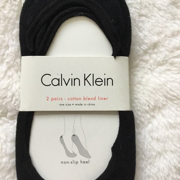 Calvin Klein Black 2 Pairs Non-Slip Heel Socks - Picture 2 of 8